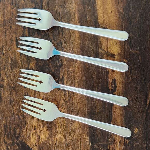 Oneida ELAINE Salad Fork Set 4 Flatware Silverware Silver Plate Cutlery Vintage - Picture 3 of 7